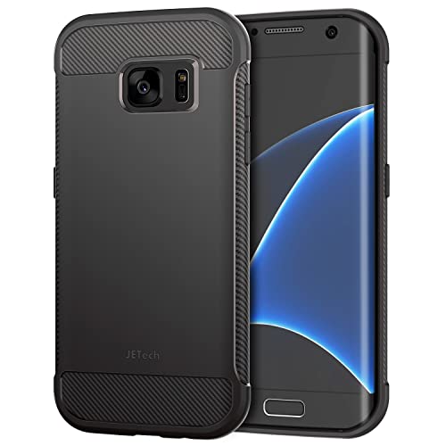 JETech Funda Slim Compatible con Samsung Galaxy S7 Edge, Carcasa Teléfono Delgado con Absorción de Impacto y Diseño de Fibra de Carbón (Negro)