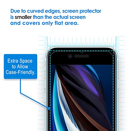 JETech Protector de Pantalla Compatible con iPhone SE 2020, iPhone 8, iPhone 7, iPhone 6s, iPhone 6, Cristal Vidrio Templado, 3 Unidades