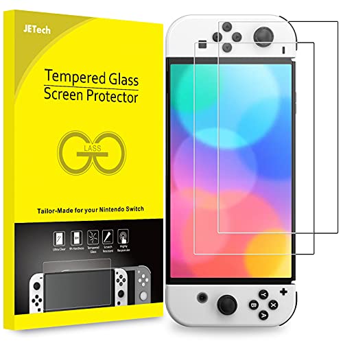 JETech Protector Pantalla Compatible con Nintendo Switch (Modelo OLED) Versión 2021 de 7 Pulgadas, Película de Cristal Vidrio Templado, 2 Unidades