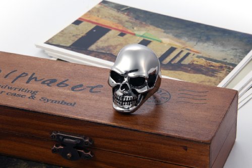 JewelryWe Anillo de Hombre Mujer Anillo de craneo Acero Inoxidable Anillo de Calavera Grande para el Compromiso y la Boda de Plata,Talla 7 Americana (ES#14=US#7)