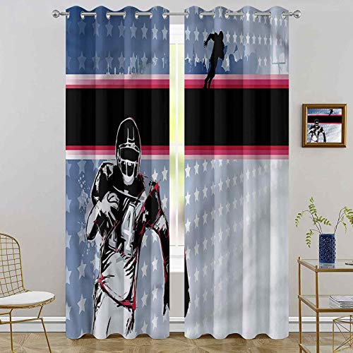 jinguizi Cortina de ventana drapeada Americana Baseball Player Stars W52 x L72 Cortinas opacas para dormitorio de los niños