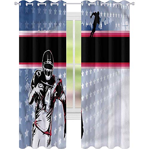 jinguizi Cortina de ventana drapeada Americana Baseball Player Stars W52 x L72 Cortinas opacas para dormitorio de los niños