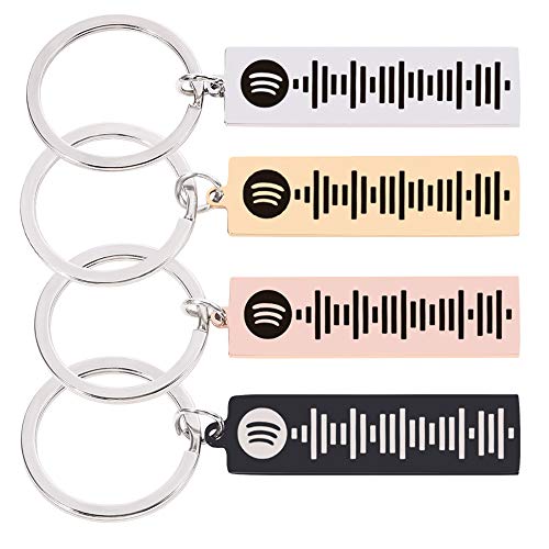Jinlinjew Llavero con código de escaneo de Spotify de música personalizado para mujeres y hombres, llavero con código de canción grabado con láser personalizado, regalos para parejas