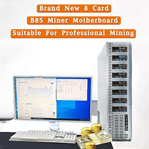 JINWEI BTC Mining Machine Motherboard CPU Group 8 Video Card Slots DDR3 Memory Integrated VGA Interface Low Power Consume de Energía, for Crypto Coin Currency, B85 Placa Base