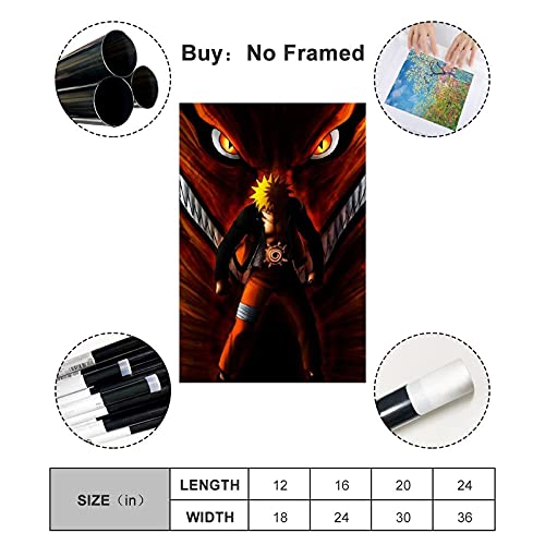 JKLM Naruto Shippuuden Kyuubi - Póster decorativo en lienzo para pared, 30 x 45 cm
