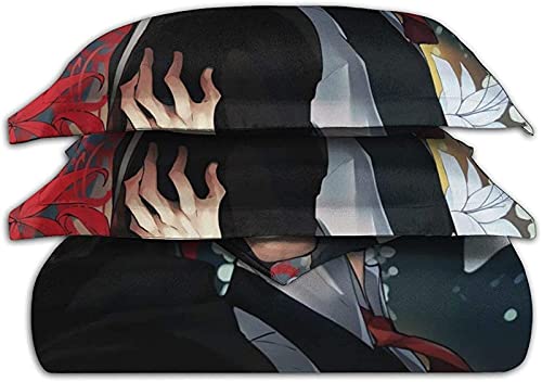 JNSS Tokyo Ghoul Juego de ropa de cama de microfibra, 3 piezas, funda nórdica de color negro y rojo, con estampado Kaneki Ken, suave y esponjosa con cremallera (Ghoul3, individual 155 x 210 cm)