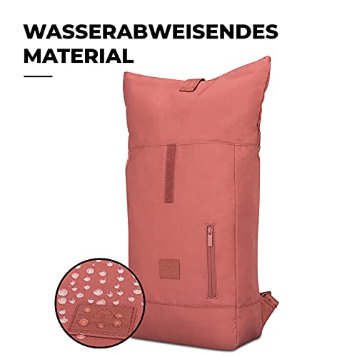 Johnny Urban Mochila Mujer y Hombre Roll Top Rojo Robin - Hecha de botellas PET Recicladas - Bolso Hombre y Mujer - Impermeable y Compartimento para Portátil