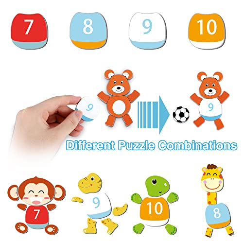 Jojoin 110 pcs Puzzles de Madera Magnética, Rompecabeza Magnético de Madera, Juguete Madera con Pizarra Magnética para Dibujo de Doble Cara, Educativo de Rompecabeza y Dibujo para NIño de 3 4 5 Años