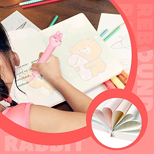 Joyhoop Diario secreto niña A5 128 páginas con bolígrafo de conejo rosa, juego de borla kawaii, diario escolar, regalo para niña 3, 4, 5, 6, 7, 8, 9, 10 años