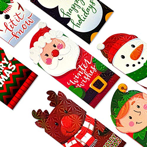 JOYIN 36 piezas holográficas de personajes de Navidad para dinero en efectivo, cheques o tarjetas de regalo