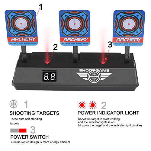 joylink Objetivo de Tiro Eléctrico, Objetivo Digital Electrónico para Pistolas con Restablecimiento Automático Tiro Juguete y Efectos de Sonido y Luz para N-Strike Elite/Mega/Rival Series