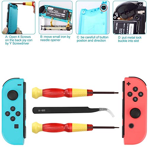 Joystick analógico de recambio destornilladores para Nintendo Switch Joy-Con Controller, controlador 3D de reemplazo izquierdo y derecho Barra de control analógica con varilla (2PCS con Herramientas)