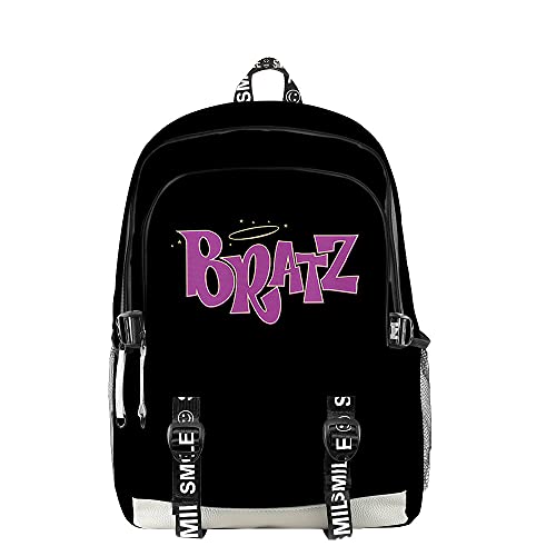 Juego Bratz Rock Angelz Merch Mochila Oxford School Bag Adolescente Bolsa de viaje Mochila de tres piezas Set Bolsa, 1.2, XL,
