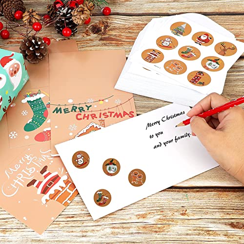 Juego de 24 tarjetas de Navidad con sobres y pegatinas, postales de Navidad, tarjetas postales de Navidad