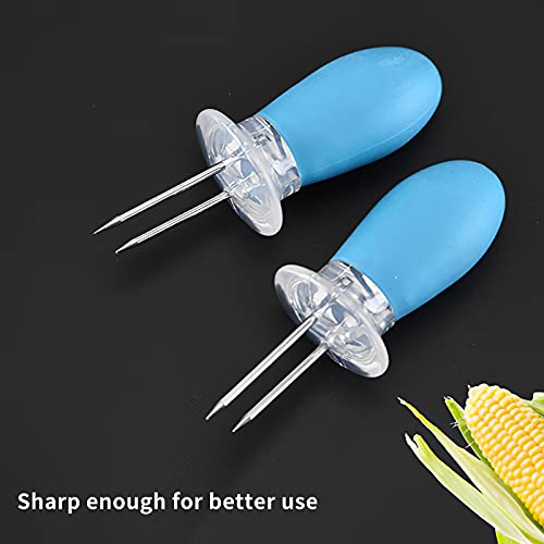 Juego de 4 pares de 8 soportes para ma¨ªz, pr¨¢ctica bandeja de ma¨ªz, estante para barbacoa, utensilios, tenedor de ma¨ªz, juego de cubiertos para el hogar, cocina,