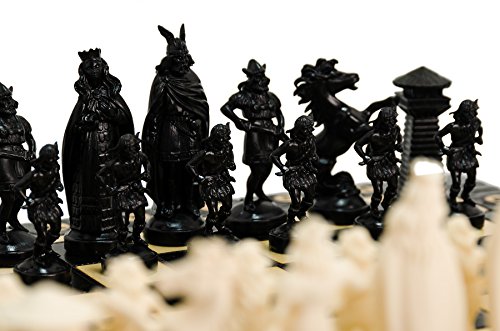 Juego de ajedrez Black & White Edition 40cm / 16 "Tablero de madera / piezas de plástico. Los juegos de ajedrez están diseñados para evocar la apariencia de un ejército medieval y vikingo. (Vikingos)