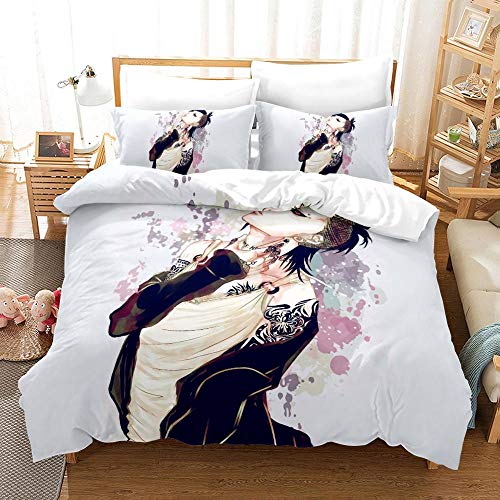 Juego De Cama con Funda De Edredón, Impresión 3D Juegos De Cama Tokyo Ghoul Dibujos Animados Impresos 3 Piezas (Sin Hojas) Funda De Edredón Y Funda De Almohada
