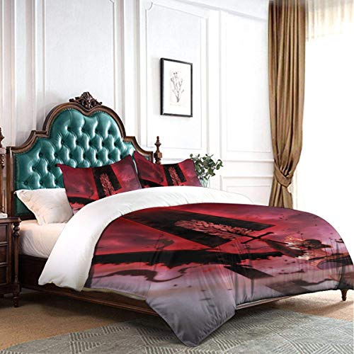 Juego de Cama de 3 Piezas Black Clover Juego de Funda nórdica Decorativa Black Clover (1 Funda de edredón 2 Fundas de Almohada) C1452