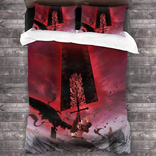 Juego de Cama de 3 Piezas Black Clover Juego de Funda nórdica Decorativa Black Clover (1 Funda de edredón 2 Fundas de Almohada) C1452