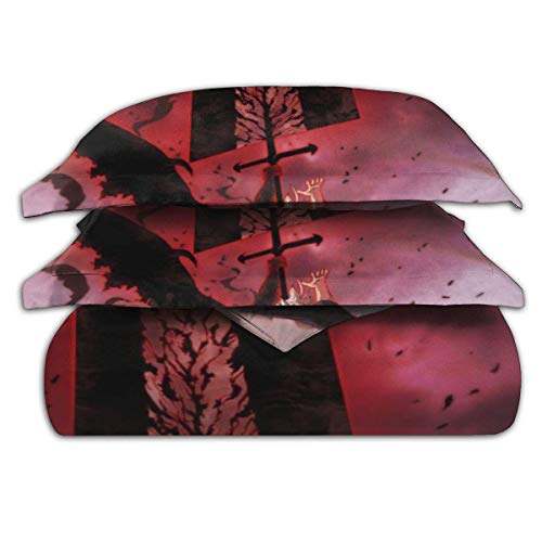 Juego de Cama de 3 Piezas Black Clover Juego de Funda nórdica Decorativa Black Clover (1 Funda de edredón 2 Fundas de Almohada) C1452