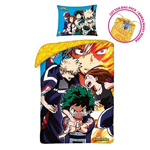 Juego de cama oficial My Hero Academia Shoto Midoriya original funda nórdica 140 x 200 cm - 100 % algodón - multicolor - Con bolsa