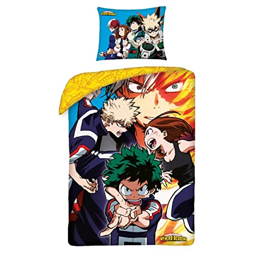 Juego de cama oficial My Hero Academia Shoto Midoriya original funda nórdica 140 x 200 cm - 100 % algodón - multicolor - Con bolsa