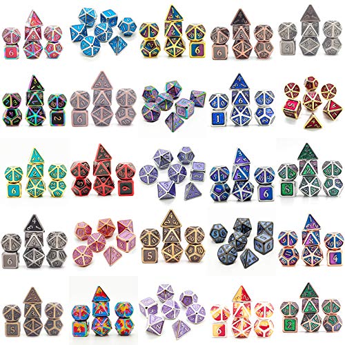 Juego de dados DND, 7 piezas de dados de metal estilo dragón, juego de DND y D con caja de metal gratis para amigos juego de mesa de fiesta