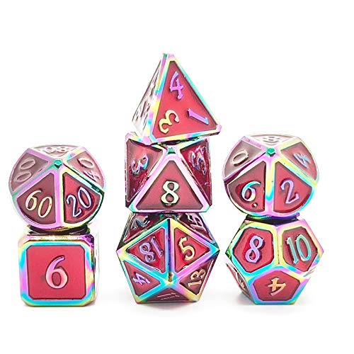 Juego de dados DND, 7 piezas de dados de metal estilo dragón, juego de DND y D con caja de metal gratis para amigos juego de mesa de fiesta