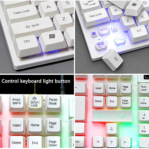 Juego de teclado y ratón para UK diseño, Lexon Tech Rainbow LED retroiluminado con teclado y combo de ratón, con sensación mecánica Gamer teclado con Ratón óptico de 6 botones+ alfombrilla de ratón