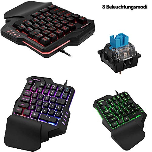 Juego de teclado y ratón para videojuegos con una sola mano con 35 llaves, retroiluminación LED RBG, ratón para juegos con cable para Xbox One, PS4, PS3, Switch, Windows PC, para PUBG LOL CS Gamer