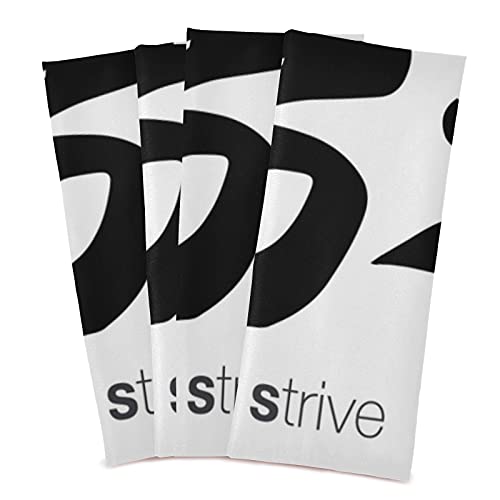 Juego de toallas de cocina de 4 18 x 28 pulgadas para cocinar y secar paños de cocina, traducción de caligrafía china Strive Rightside Toallas de mano chinas Toallas de té para limpieza de la casa Mu