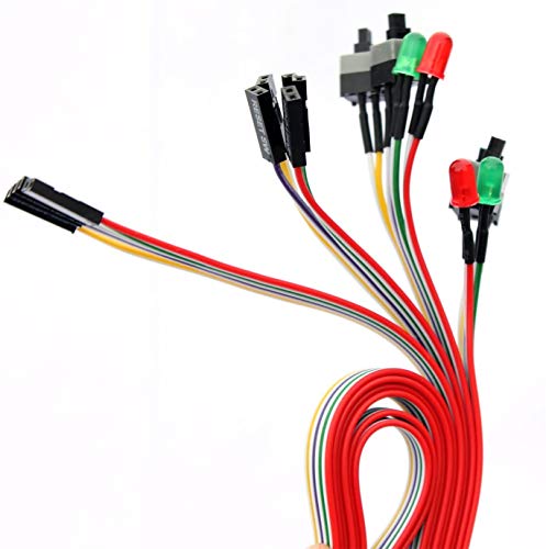 Juego para ordenador con 2 cables, 4 en 1, interruptor de reinicio del disco duro, LED, inalámbrico