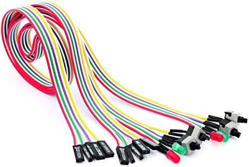 Juego para ordenador con 2 cables, 4 en 1, interruptor de reinicio del disco duro, LED, inalámbrico