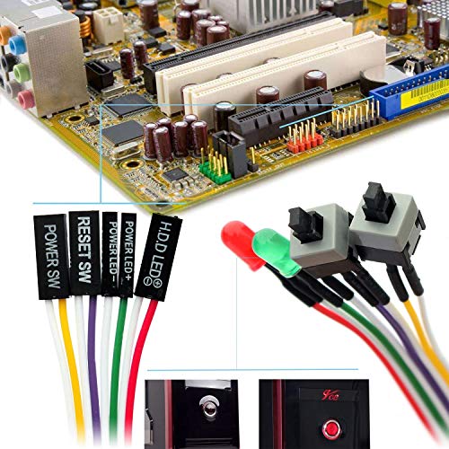 Juego para ordenador con 2 cables, 4 en 1, interruptor de reinicio del disco duro, LED, inalámbrico