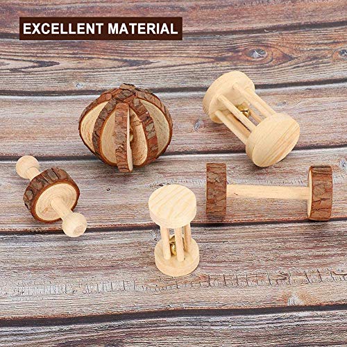 Juguete para Masticar hámster,Juego de 5 Masticar de Juguetes para Animales Pequeños Juguetes Conejos,Mancuernas de Ejercicio,Cuidado de Los Dientes Molares de Conejos,Jerbos,Natural Molar Branches