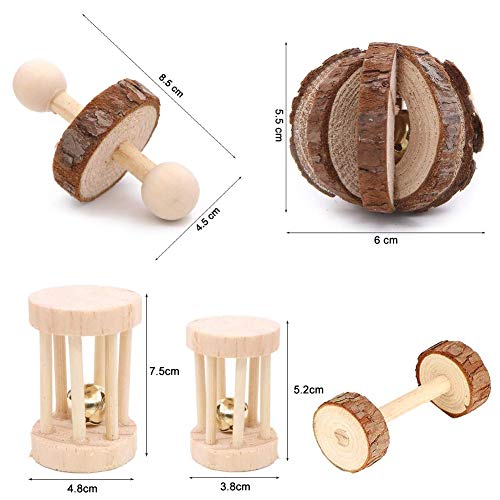 Juguete para Masticar hámster,Juego de 5 Masticar de Juguetes para Animales Pequeños Juguetes Conejos,Mancuernas de Ejercicio,Cuidado de Los Dientes Molares de Conejos,Jerbos,Natural Molar Branches