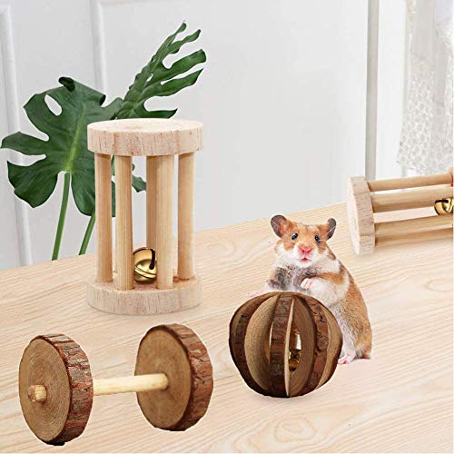 Juguete para Masticar hámster,Juego de 5 Masticar de Juguetes para Animales Pequeños Juguetes Conejos,Mancuernas de Ejercicio,Cuidado de Los Dientes Molares de Conejos,Jerbos,Natural Molar Branches