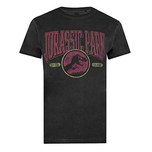 Jurassic Park Survival Training Camiseta, Negro, M para Hombre