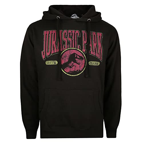 Jurassic Park Survival Training Sudadera con Capucha, Negro, M para Hombre