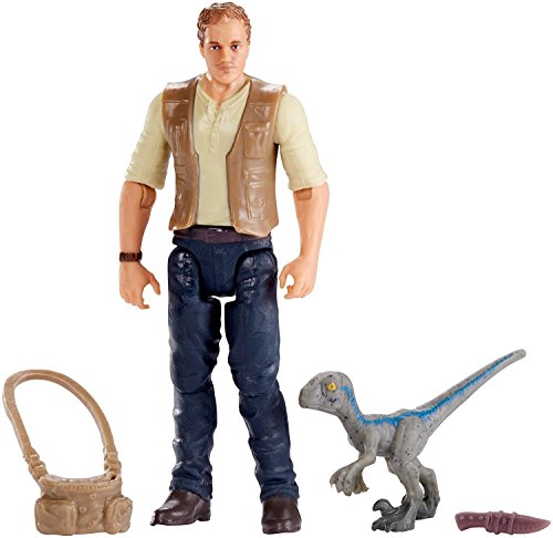 Jurassic World Figura básica Owen con dinosaurio de juguete bebé Azul (Mattel FMM01)