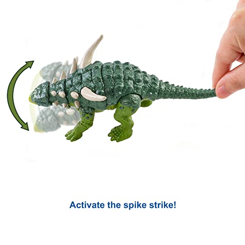 Jurassic World Fuerza Feroz Sauropelta Dinosaurio articulado, figura de juguete para niños (Mattel HBY67)