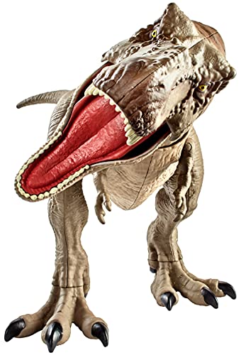 Jurassic World - Mandibula Extrema T Rex Dinosaurio de juguete, Multicolor (Mattel GNH34), Embalaje sostenible
