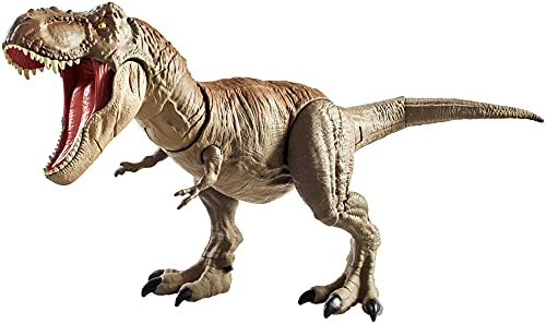 Jurassic World - Mandibula Extrema T Rex Dinosaurio de juguete, Multicolor (Mattel GNH34), Embalaje sostenible
