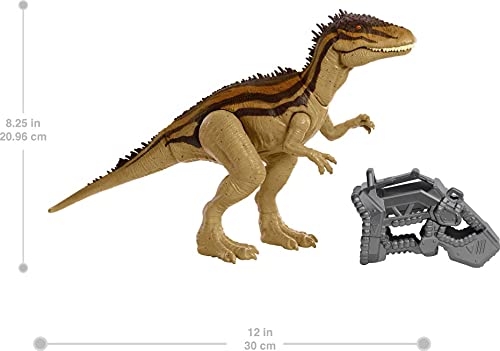 Jurassic World Mega Destructores Carcharodontosaurus Dinosaurio articulado con ataques, Figura de Juguete para niños (Mattel HBX39)