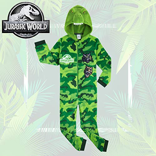 Jurassic World Pijama Niño de Una Pieza, Pijama Dinosaurio con Capucha, Pijamas Niños Enteros Forro Polar, Regalos Originales para Niños y Adolescentes (5-6 años)
