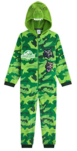 Jurassic World Pijama Niño de Una Pieza, Pijama Dinosaurio con Capucha, Pijamas Niños Enteros Forro Polar, Regalos Originales para Niños y Adolescentes (5-6 años)