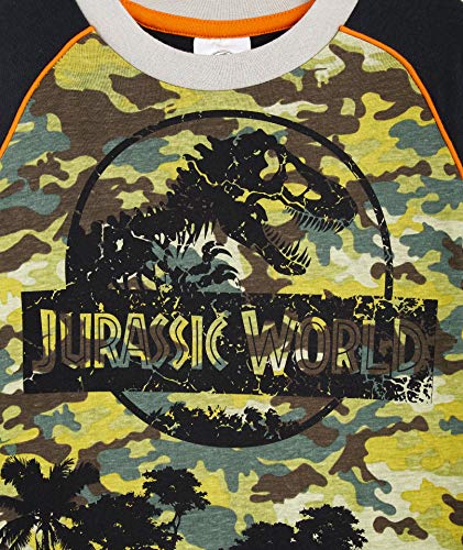 Jurassic World Pijama Niño, Pijama Dinosaurio Estampado Camuflaje, Pijamas de Dos Piezas Camiseta Manga Larga y Pantalones, Regalos Originales para Niños 3-12 Años (9-10 años)