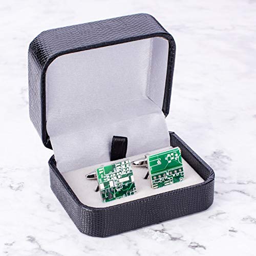 JWGD Botón de la Placa de Circuito Verde Novedad del Ordenador del Friki del Ordenador Gemelos Manguito for el Regalo de cumpleaños Unisex de la Camisa del Negocio del Partido Creativo