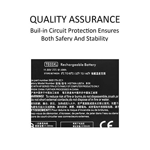 K KYUER TE03XL Batería para HP Pavilion 15 Omen 15-BC000 15-BC015TX BC400NA BC006NA BC411TX BC406TX BC407TX BC408TX 15-AX033DX AX009NA AX001TX AX001NS AX008NS AX038NF AX000NL AX009NG TPN-Q173 Battery