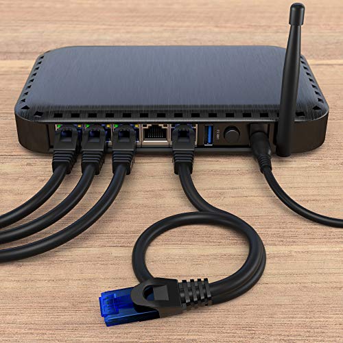 KabelDirekt – 20m – Cable de Ethernet y Cable de Parche/de Red (Conector RJ45, para máxima Velocidad de Fibra óptica, Ideal para Redes gigabit/LAN, Router/módems, Conectores Switch, Negro)